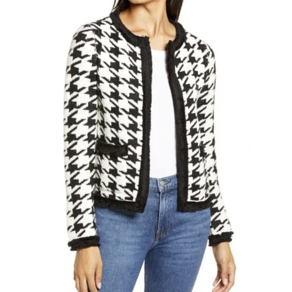 Halogen Marl Houndstooth Knit Jacket - image 1